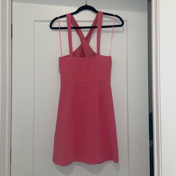 French Connection Whisper Crossover Halter Neck Dress in Bubblegum - Picture 6 of 7